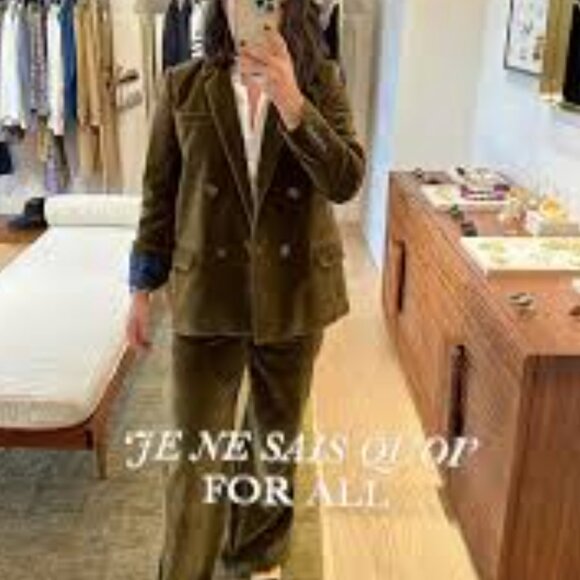 NWT SEZANE Olive Velvet Women's Blazer - Picture 2 of 2